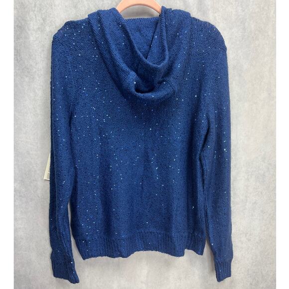 Anne Klein  Sequined Texture Knit Woman Sweater Hoodie Size Large $99 Value NWT - Picture 3 of 12
